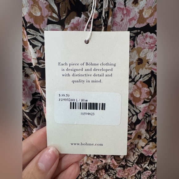 Bohme Black and Pink Floral Long Sleeve Dress - Picture 11 of 12